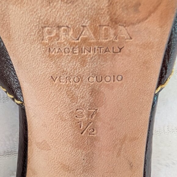 Prada Leather Sandals 37.5 - Picture 4 of 7